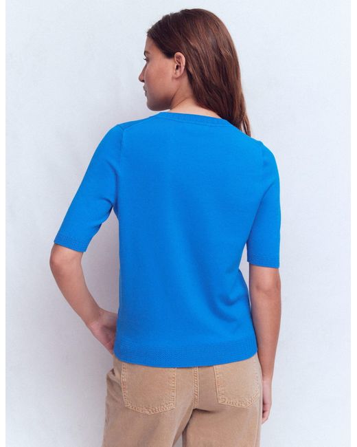 Boden Blue Emilia Cotton Crew T-Shirt