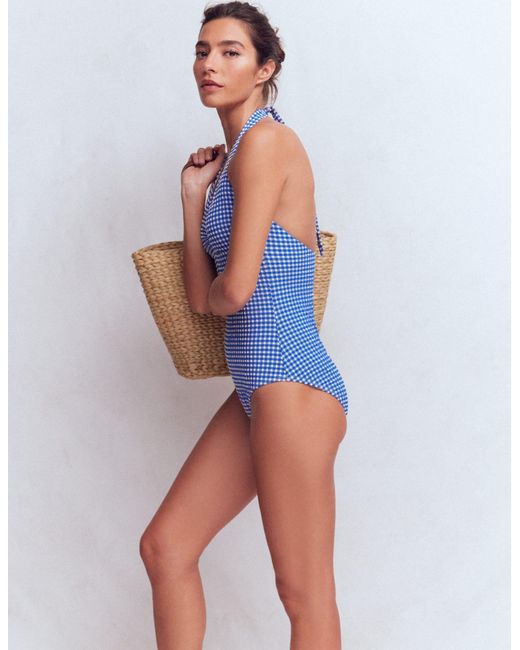 Boden White Bow Halter Swimsuit