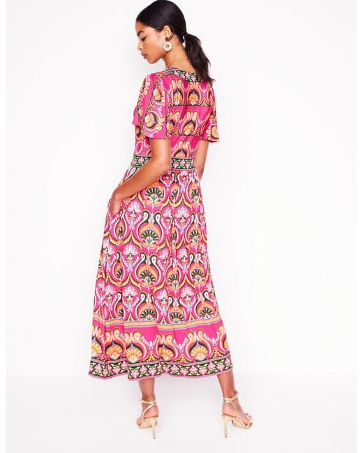 Boden Pink Ellie Flutter Maxi Tea Dress