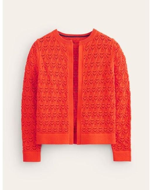 Boden Red Crochet Knit Cardigan