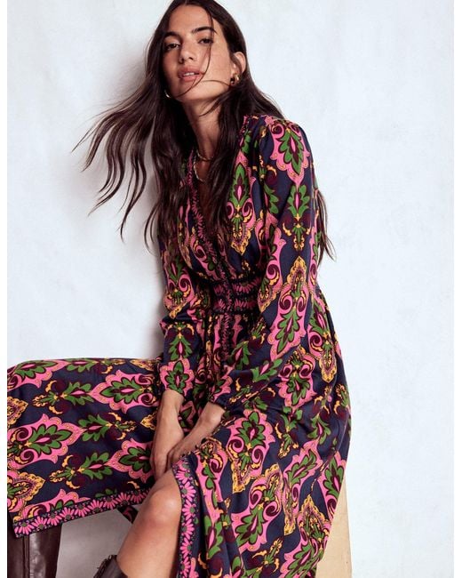 Boden Pink Natalia Long Sleeve Tea Dress