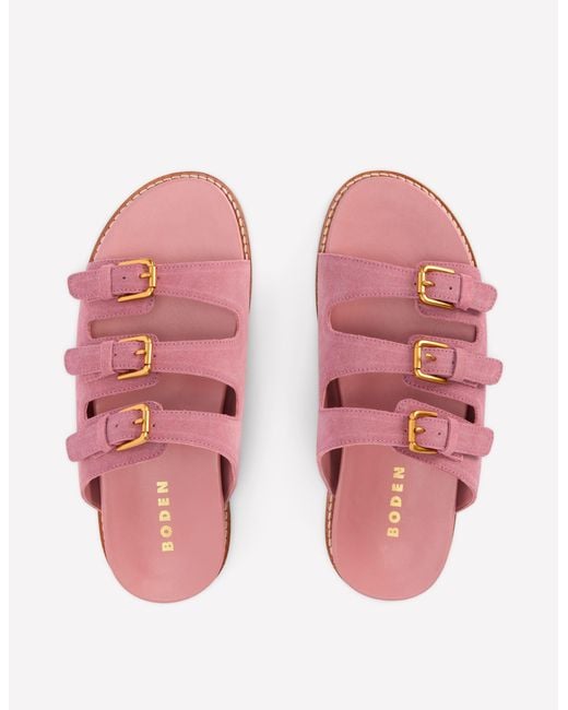 Boden Pink Triple Strap Footbed Sandal