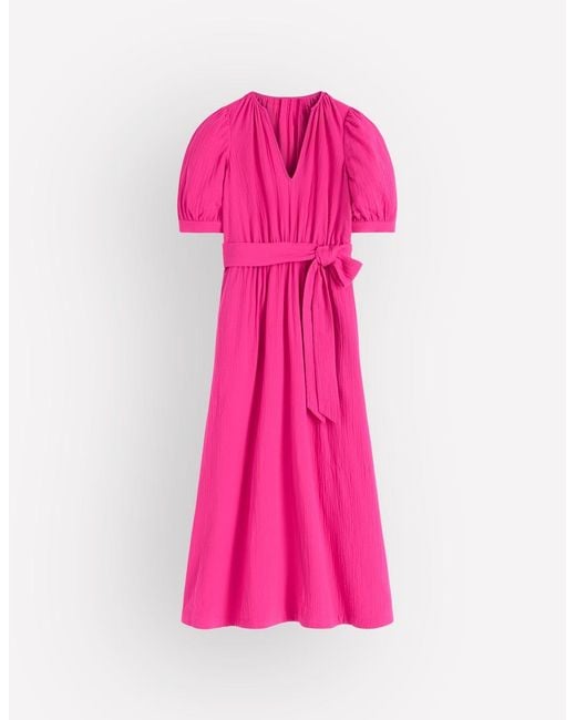 Boden Pink Double Cloth Puff Sleeve Dress