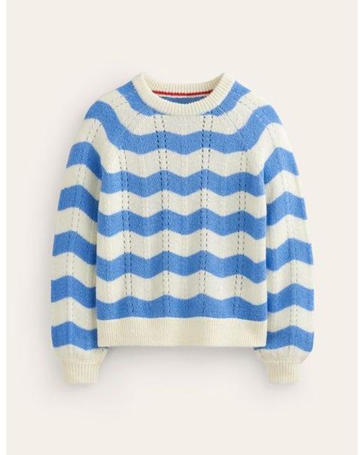 Boden Blue Flauschiger Wellen-Pullover Damen