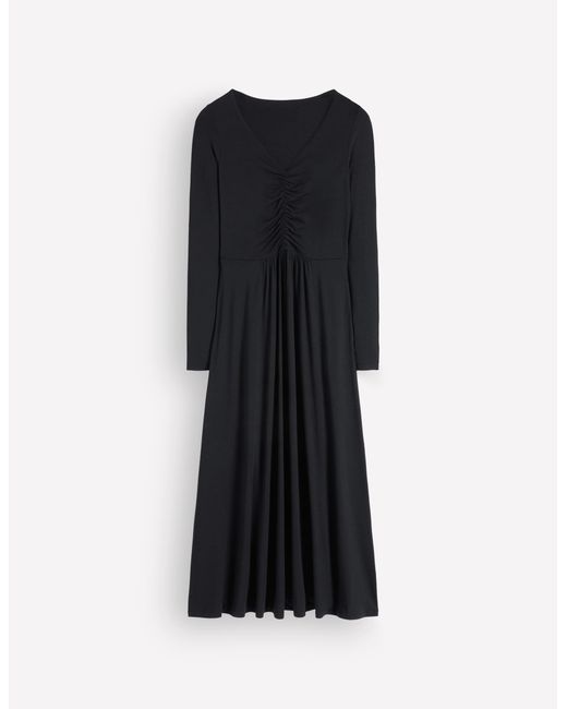 Boden Black Jasmine Ruched Jersey Dress