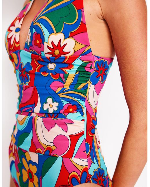 Boden Red Mykonos Deep V Swimsuit