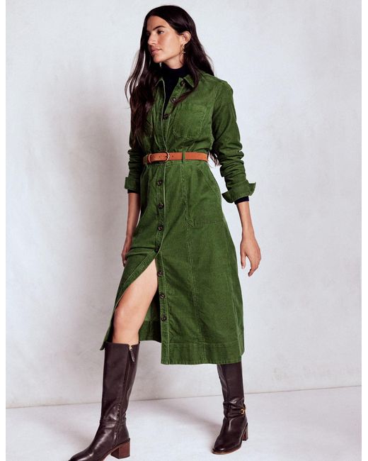 Boden Green Amanda Cord Midi Dress
