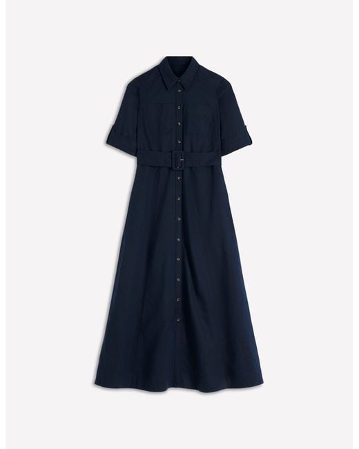 Boden Blue Ora Linen Blend Shirt Dress