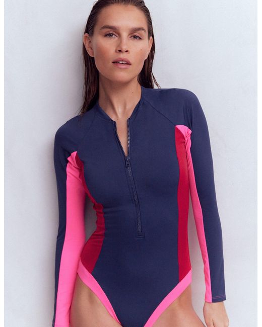 Boden Blue Rash Guard Swimsuit