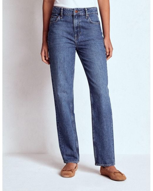 Boden Blue High Rise Straight Leg Jeans