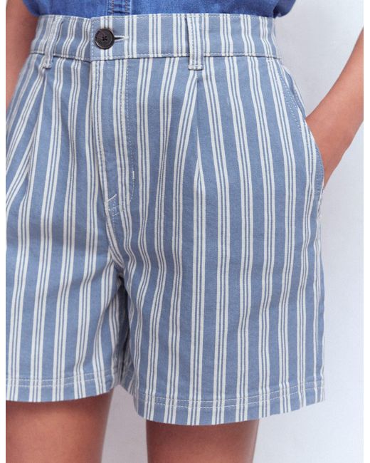 Boden Blue Pleat Front Denim Shorts