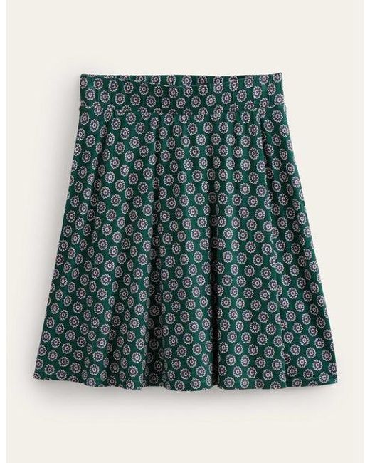 Boden Jersey Wrap Mini Skirt Green, Sunflower Geo