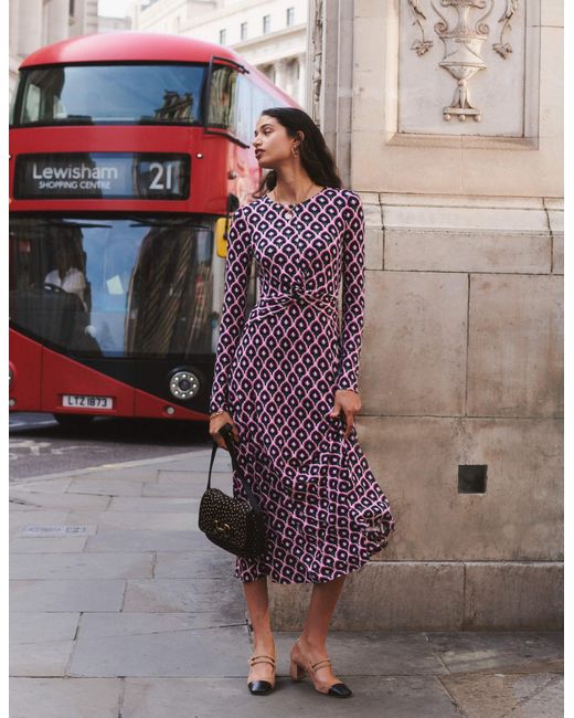 Boden Purple Twisted Waist Jersey Dress