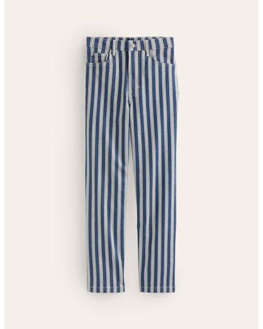 Boden Blue Striped Straight Jeans