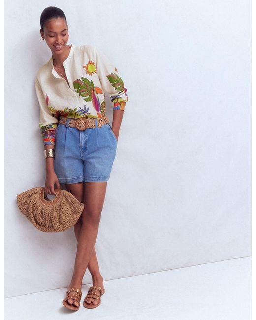 Boden Multicolor Longline Linen Shirt