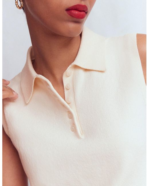 Boden White Chloe Henley Knitted Tank