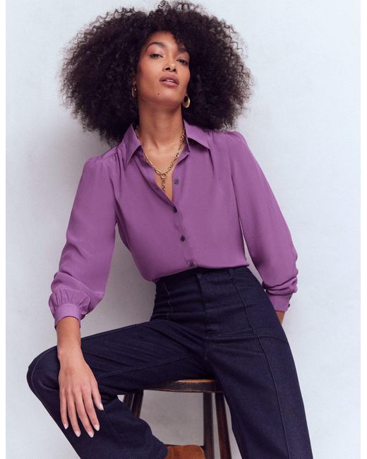 Boden Purple Sara Silk Shirt