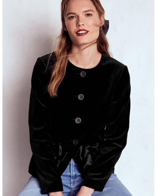 Boden Black Hampstead Velvet Blazer