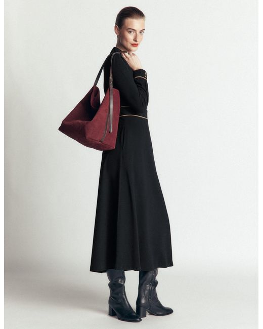 Boden Black Etta Piping Detail Ponte Dress