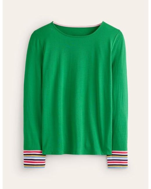 Boden Green Supersoft Crew Neck Top