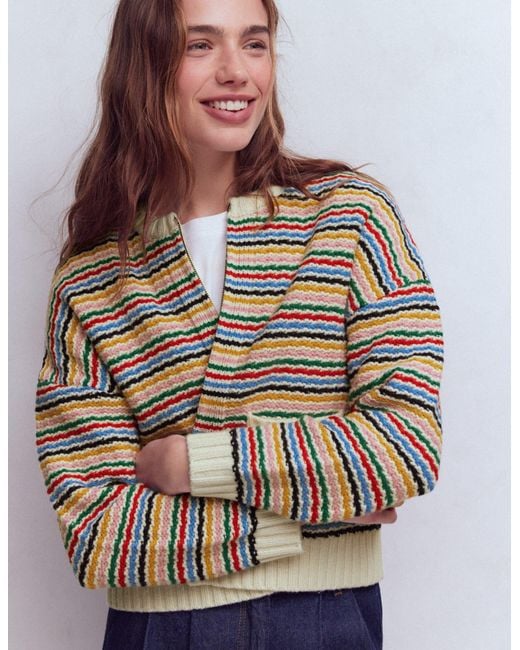 Boden Brown Maya Zip-Up Jacket-Ivory