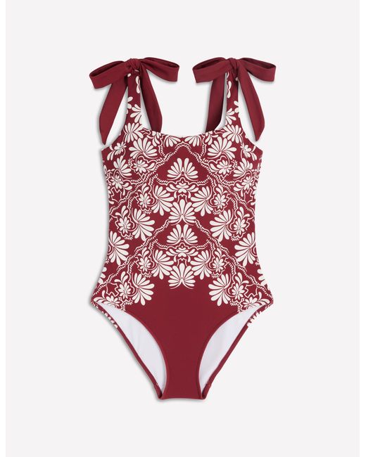 Boden Red Bow Tie Shoulder Swimsuit