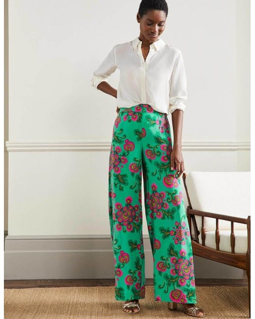 FRAME Pleated Cotton-twill Wide-leg Pants in Green Slacks and Chinos Wide-leg and palazzo trousers Womens Clothing Trousers 
