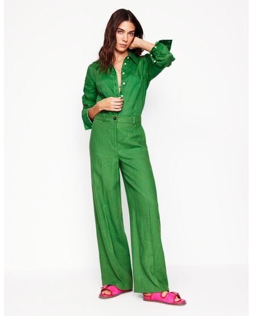 Boden Green Westbourne Linen Trousers
