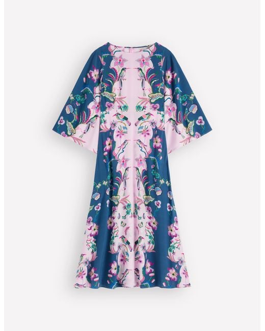 Boden Blue Angel Sleeve Boat Neck Dress