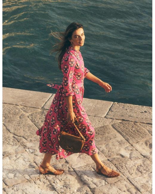 Boden Pink Willow Tiered Jersey Dress