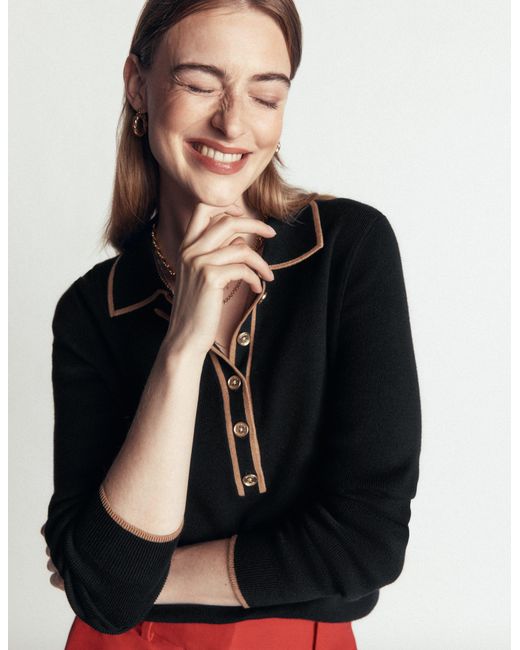 Boden Black Liz Henley Jumper