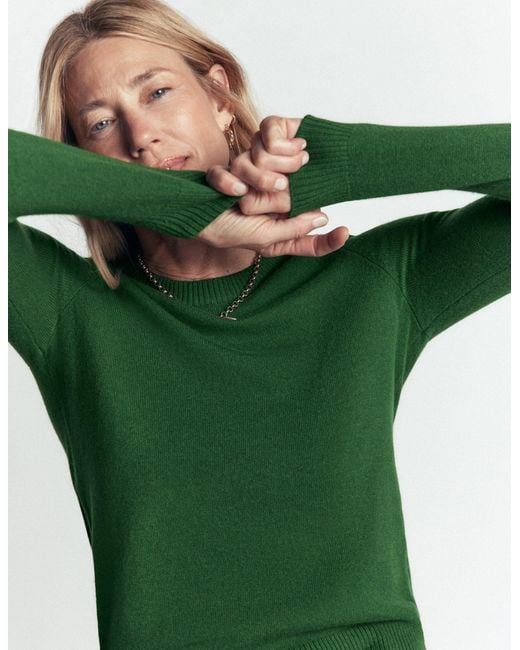 Boden Green Elsie Cashmere Crew Sweater