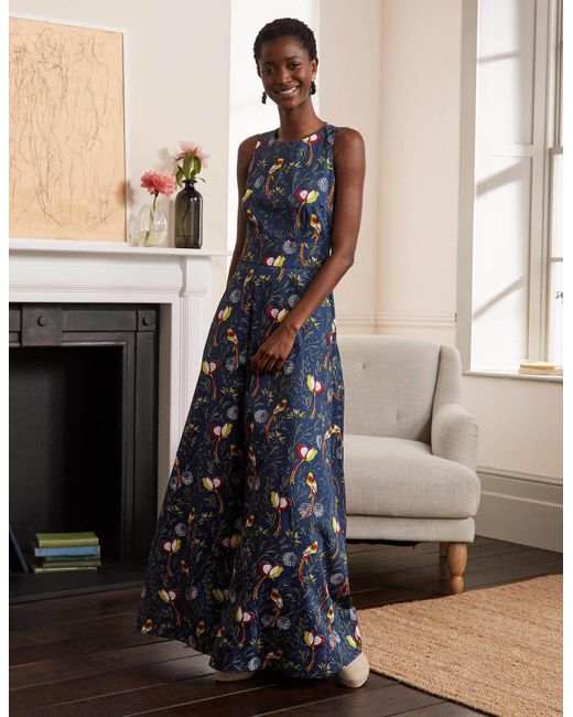 Boden Back Detail Maxi Dress Night Bird Tree in Blue Lyst