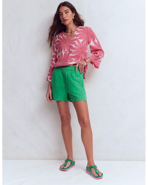Boden Red Pull On Double Cloth Shorts