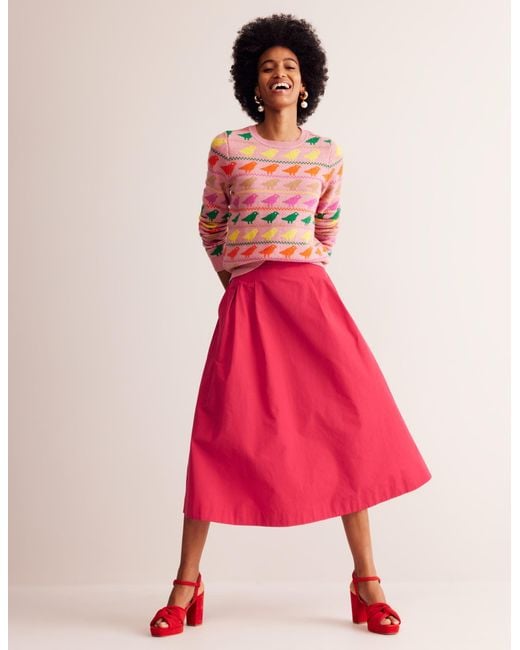Boden Red Isabella Taffeta Midi Skirt