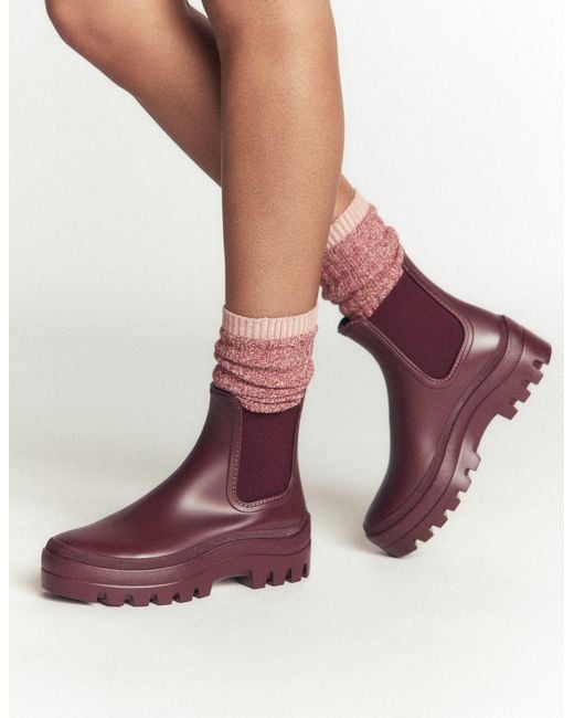 Boden Purple Chunky Chelsea Wellie Boots