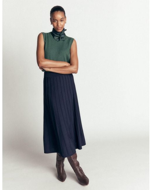 Boden Blue Ottoman Knitted Midi Skirt