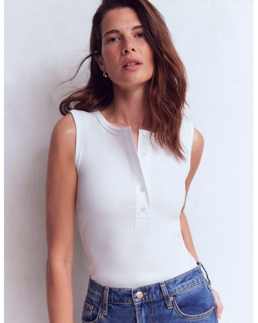 Boden Blue Crew Neck Henley Top Vest