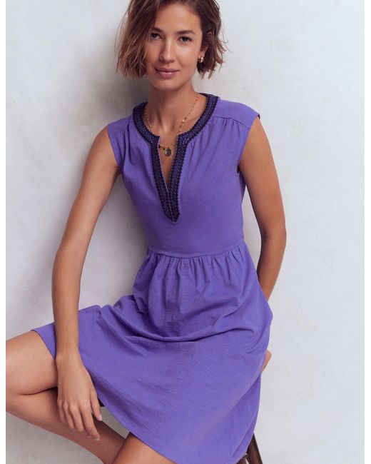 Boden Purple May Embroidered Short Dress