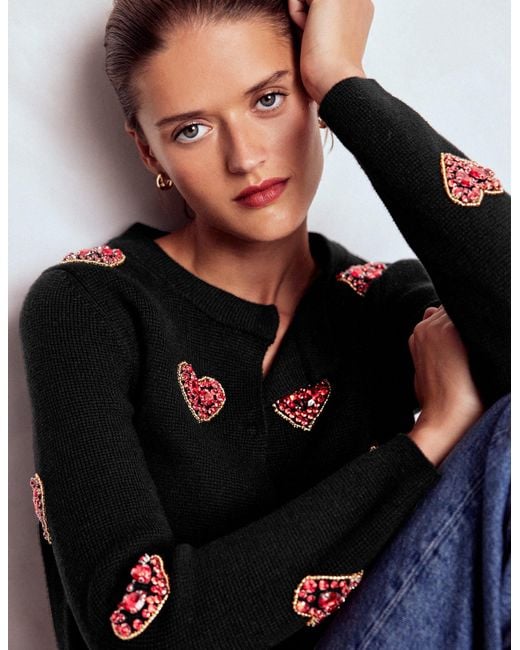 Boden Black Jewelled Knitted Jacket