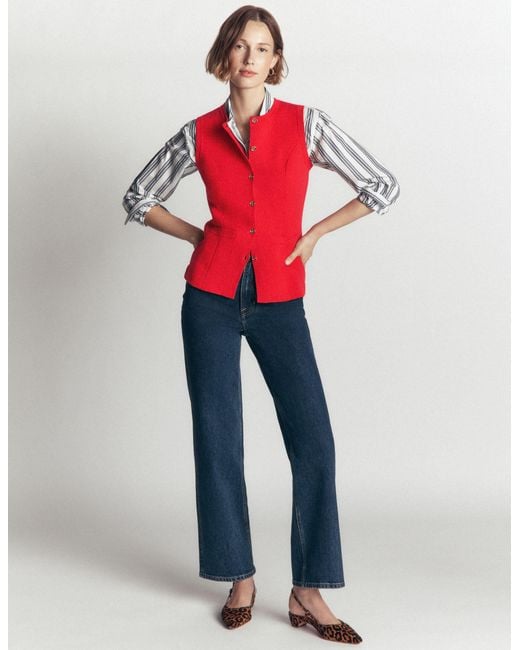 Boden Red Crew Milano Knit Waistcoat