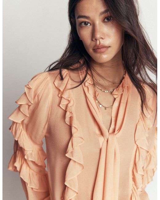 Boden Green Ruffled Georgette Top