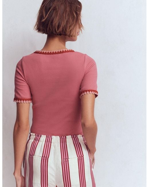Boden Red Maddie Trim Detail T-Shirt