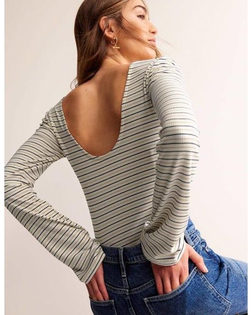 Boden Natural Fluted Sleeve Jersey Top