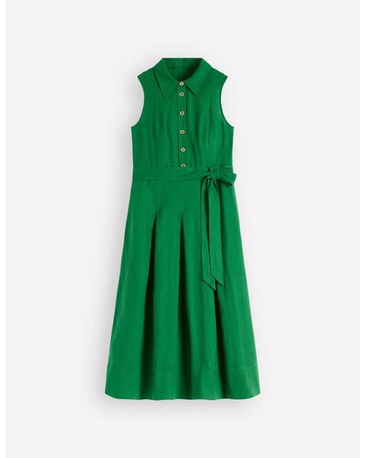 Boden Green Belinda Linen Shirt Dress