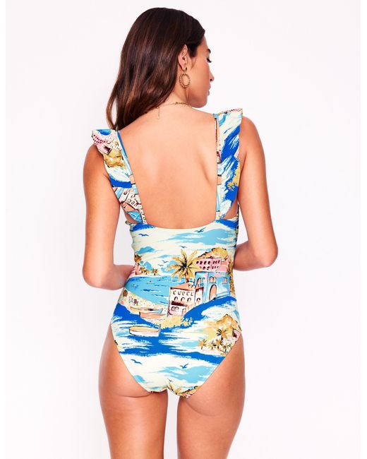 Boden Red Evia Ruffle Swimsuit