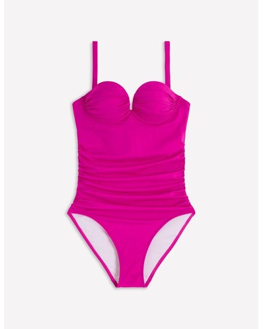 Boden Orange Pleated Cup Swimsuit
