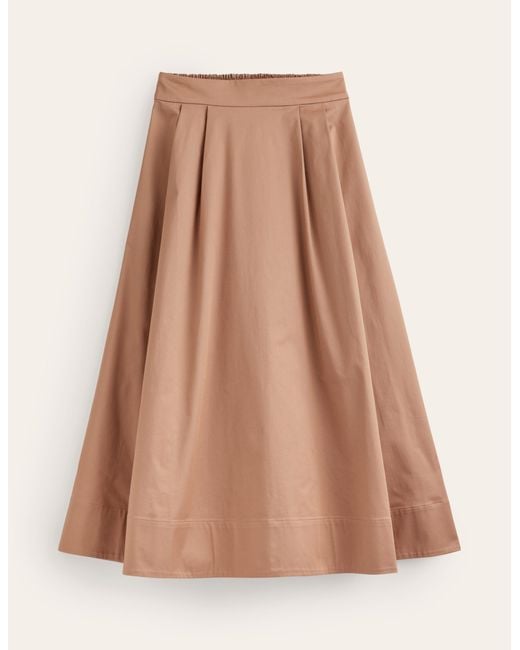 Boden Brown Isabella Cotton Sateen Skirt