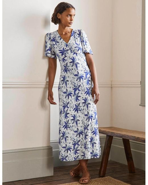 Boden Jersey Midi Tea Dress Oriental Cascade in Blue Lyst