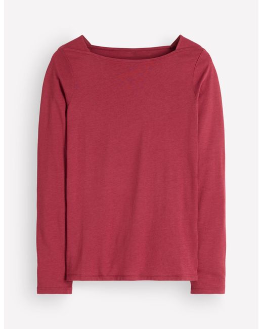 Boden Red Square Neck Long Sleeve